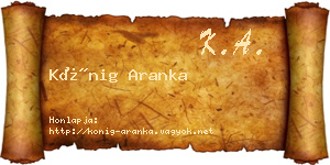 Kőnig Aranka névjegykártya